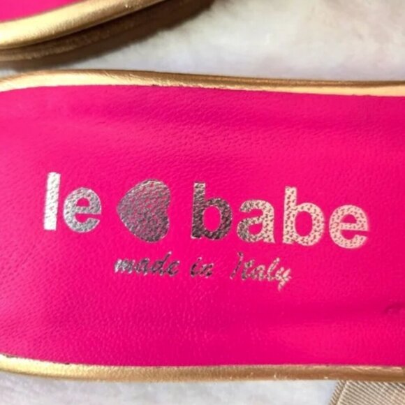 Le babe flat sandals gold sling with rubber strap US 6.5, EU 37 - Picture 3 of 6